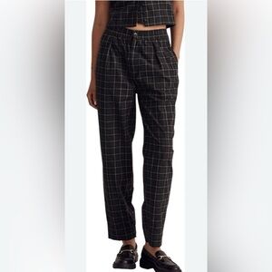 Madewell Black Plaid Straight Leg Pants